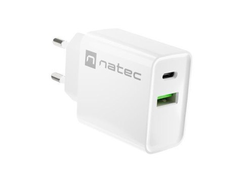 Natec Ładowarka sieciowa Natec Ribera 1x USB-A + 1x USB-C 20W biała