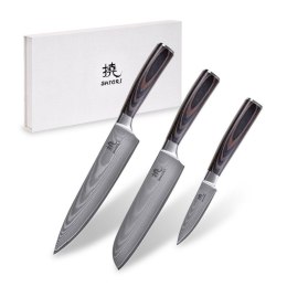 SHIORI Zestaw noży Shiori 3-set Chairo ze stali damasceńskiej