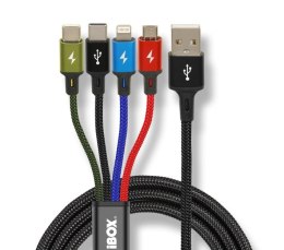 IBOX Kabel USB iBOX multi 4w1: 2x USB-C, micro USB, Ligtning - kolorowy