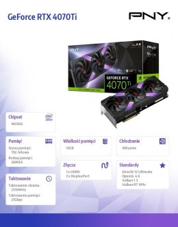 PNY Karta graficzna GeForce RTX 4070Ti 12GB XLR8 Gaming Verto VCG4070T12TFXXPB1