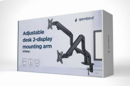 Gembird Ramię na dwa monitory biurkowe (regulowane), od 17 cali do 32 cali, obciążenie do 8kg