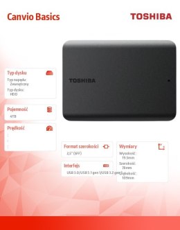 Toshiba Dysk zewnętrzny Canvio Basics 2.5 4TB USB 3.2 2022