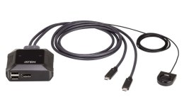 ATEN Przełącznik kablowy 2-portowy 4K USB-C DP KVM