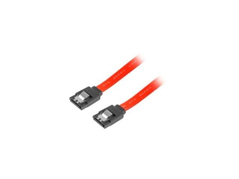 LANBERG Kabel SATA Lanberg DATA III (6Gb/s) F/F 0,3m metalowe zatrzaski czerwony