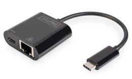 Digitus Karta sieciowa DIGITUS przewodowa USB 3.0 Typ C do RJ45 Gigabit Ethernet oraz 1xUSB Typ C z PD 2.0