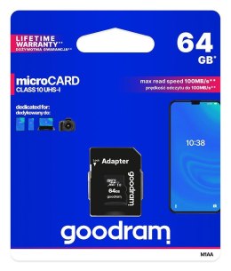 Goodram Karta pamięci microSDXC GOODRAM 64GB M1AA-0640R12 cl 10 UHS-I + adapter