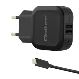 Qoltec Ładowarka sieciowa Qoltec 17W 5V 3,4A 2xUSB + kabel USB type-C