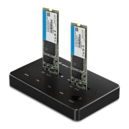 Qoltec Stacja dokująca Qoltec dysków 2x SSD M.2 SATA | NGFF | USB typ C