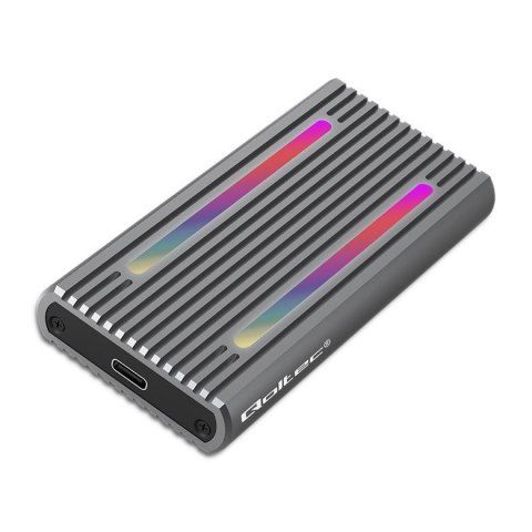 Qoltec Obudowa/kieszeń Qoltec na dysk M.2 SSD | SATA | NVMe | RGB LED | USB-C | 4TB