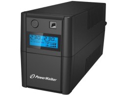 POWER WALKER Zasilacz awaryjny UPS Power Walker Line-Interactive 650VA 2x Schuko, RJ11, USB, LCD