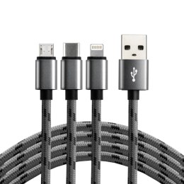 Everactive Kabel USB-C, Lightning, micro USB 3w1 everActive CBB-1.2MCI 1,2m szary