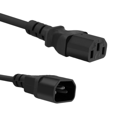 Qoltec Kabel zasilający Qoltec IEC C13/C14 | 3x1.0mm2 | 1.8m