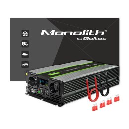 Qoltec Przetwornica napięcia Qoltec Monolith | 3000W | 6000W | 24V na 230V | Czysty Sinus | LCD