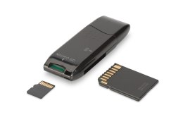 Digitus Czytnik kart DIGITUS 2-portowy USB 2.0 HighSpeed SD/Micro SD, kompaktowy, czarny