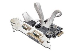 Digitus Kontroler COM+LPT DIGITUS PCIe, 2x RS-232/COM, 1x Parallel/LPT, Low Profile, Chipset AX99100