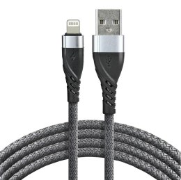 Everactive Kabel przewód pleciony USB - Lightning / iPhone everActive CBB-2IG 200cm z obsługą szybkiego ładowania do 2,4A szary