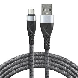Everactive Kabel przewód pleciony USB - micro USB everActive CBB-2MG 200cm z obsługą szybkiego ładowania do 2,4A szary