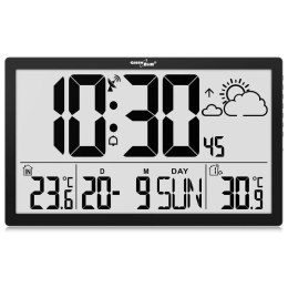 Greenblue Zegar ścienny LCD bardzo duży GreenBlue GB218 temperatura, data