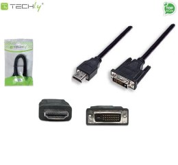 Techly Adapter Techly HDMI-D-018 HDMI-DVI M/M 24+1, 1,8m, czarny ICOC