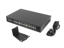 LANBERG Switch niezarządzalny Lanberg 24x 100Mb PoE+/2x Combo Rack 19