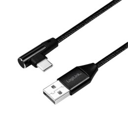 LogiLink Kabel USB 2.0 LogiLink CU0138 USB A - USB-C, M/M, kątowy, czarny, 1m