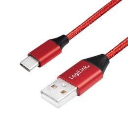 LogiLink Kabel USB 2.0 LogiLink CU0147 USB A - USB-C, M/M, czerwony, 0,3m