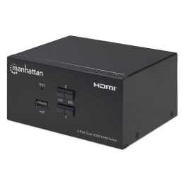Manhattan Przełącznik KVM Manhattan HDMI / USB 2x1 Dual-Monitor Video 4K*30Hz