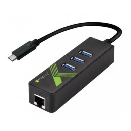 Techly Karta sieciowa / Adapter Techly USB-C / Gigabit RJ45 Hub 3xUSB 3.0