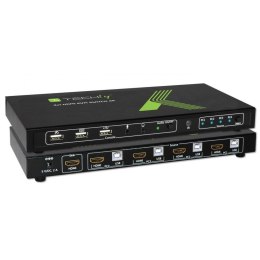 Techly Przełącznik KVM Techly 4-portowy HDMI/USB 4x1 z Audio 4K*60Hz