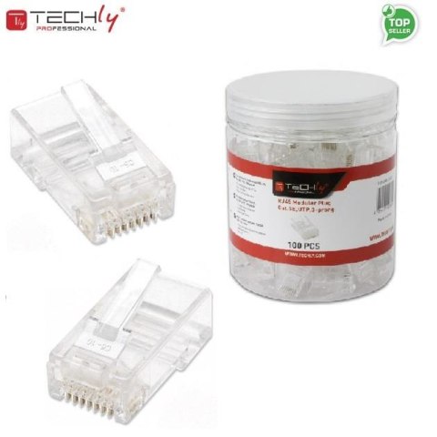 Techly Wtyk modularny TechlyPro RJ45 8P/8C UTP Cat.5e/drut 100szt.