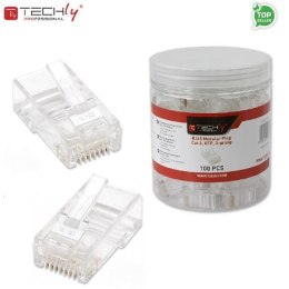 Techly Wtyk modularny TechlyPro RJ45 8P/8C UTP Cat.6/drut 100szt.