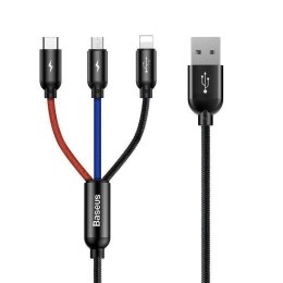 Baseus Kabel przewód USB 3w1 - USB-C, Lightning, micro USB 120cm Baseus CAMLT-BSY01 do 3.5A