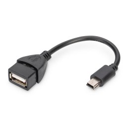 Digitus Kabel adapter USB 2.0 DIGITUS HighSpeed OTG Typ miniUSB B/USB A M/Ż czarny 0,2m