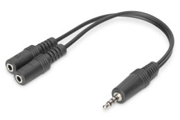 Digitus Kabel adapter headset DIGITUS MiniJack 3,5mm /2x 3,5mm MiniJack M/Ż (4pin) czarny 0,2m