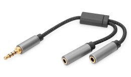 Digitus Kabel adapter headset DIGITUS PREMIUM MiniJack 3,5mm /2x 3,5mm MiniJack M/Ż nylon 0,2m