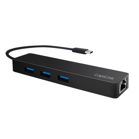 LogiLink Hub USB-C 3.1 LogiLink UA0313 3 porty + adapter gigabitowy, Ultra Slim