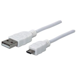 Manhattan Kabel Manhattan USB-A / MicroUSB-B M/M 1,8m biały
