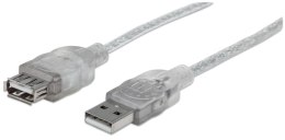 Manhattan Kabel Manhattan przedłużacz USB 2.0 A-A M/F 4,5m, srebrny