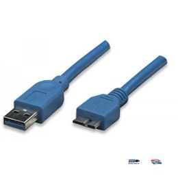 Techly Kabel USB Techly USB 3.0 Super Speed, A-męski, Micro B-męski, 0,5m, niebieski ICOC