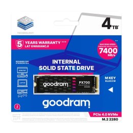 Goodram Dysk SSD GOODRAM PX700 4TB PCIe NVMe M.2 2280 (7400/6500) RETAIL