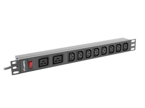 LANBERG Listwa zasilająca Lanberg do RACK 1U 16A PDU 19" 2x C19, 8x IEC C13 2m czarna C20