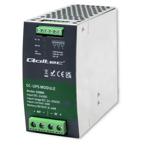 Qoltec Moduł UPS Qoltec DC na szynę DIN | 40A | 274V