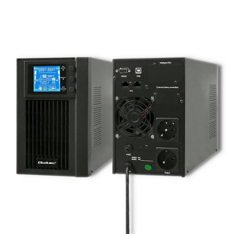 Qoltec Zasilacz awaryjny UPS Qoltec | On-line | Pure Sine Wave | 1kVA | 800W | LCD | USB