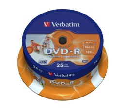 VERBATIM DVD-R Verbatim 16x 4.7GB (Cake 25) WIDE PRINTABLE