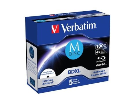 Verbatim M-DISC BD-R Verbatim 100GB X4 Printable (5 Jewel Case)