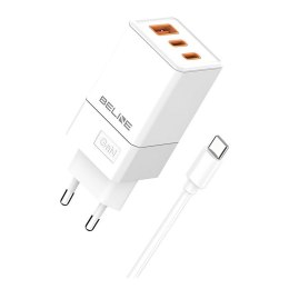 Beline Ładowarka sieciowa Beline 65W GaN 2xUSB-C PD 3.0 + 1xUSB-A QC 3.0 +kabel USB-C - biała