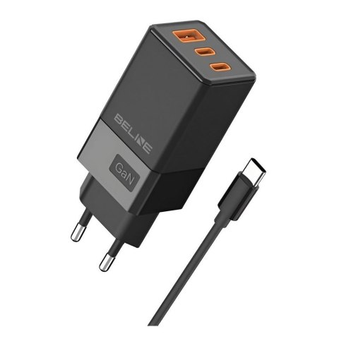 Beline Ładowarka sieciowa Beline 65W GaN 2xUSB-C PD 3.0 + 1xUSB-A QC 3.0 +kabel USB-C - czarna