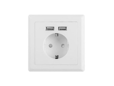 LANBERG Gniazdo podtynkowe Lanberg 230V pojedyncze + 2x USB 2.1 A schuko