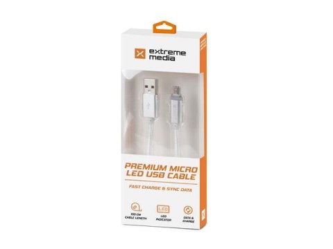 Natec Kabel Natec Extreme Media micro USB-B - USB-A M/M 1m srebrny LED