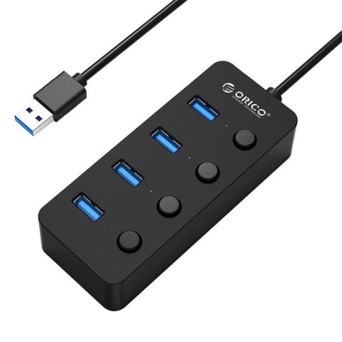 ORICO HUB USB Orico W9PH4-U3-V1-BK-BP 3.1 4x USB-A, aktywny, z wyłącznikami